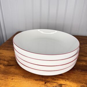 4 RARE Vintage Melitta Friesland Germany Soup Salad Plates Life 5112 Red Ed. MCM